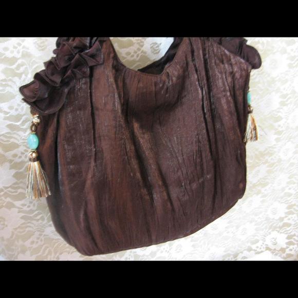 Fringed Boho Bag Dark Brown Tassled Bag, Hippie Bohemian Clothing - Picture 4 of 8